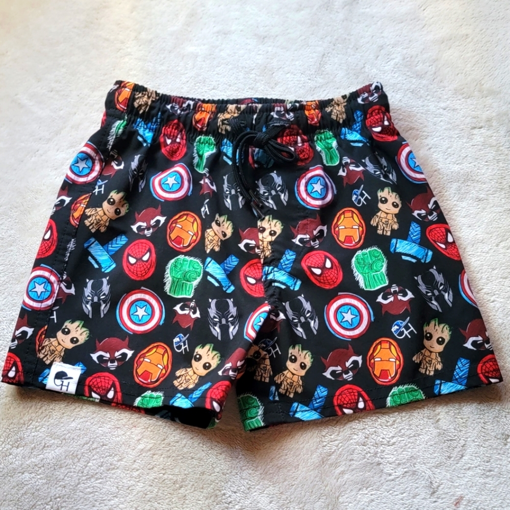 Boys elastic swim trunks-Avengers-3/4T